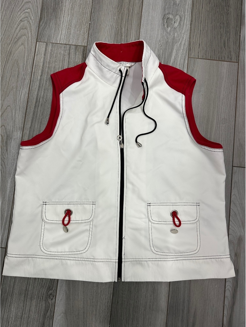 Allison Daley Petite Women's Sleeveless Vest Size 14P White Red
